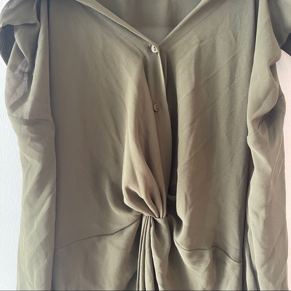 Flying Tomato Womens Blouse Sz Small Green Cold Shoulder Sheer Maxi - Picture 8 of 10